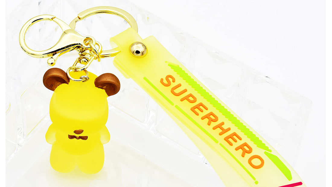 Cartoon Accessories yellow bears rubber keychain maker online promotional ornaments cheap