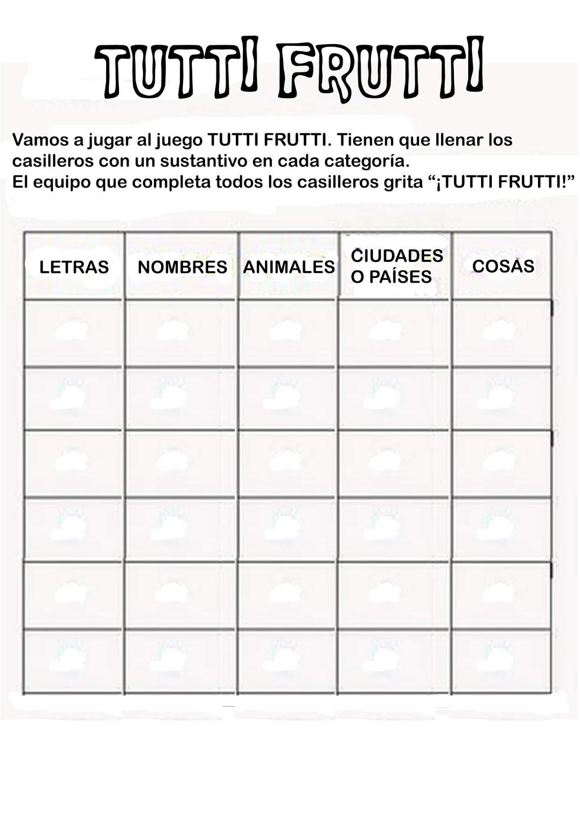Resultado de imagen de juegos de sustantivos