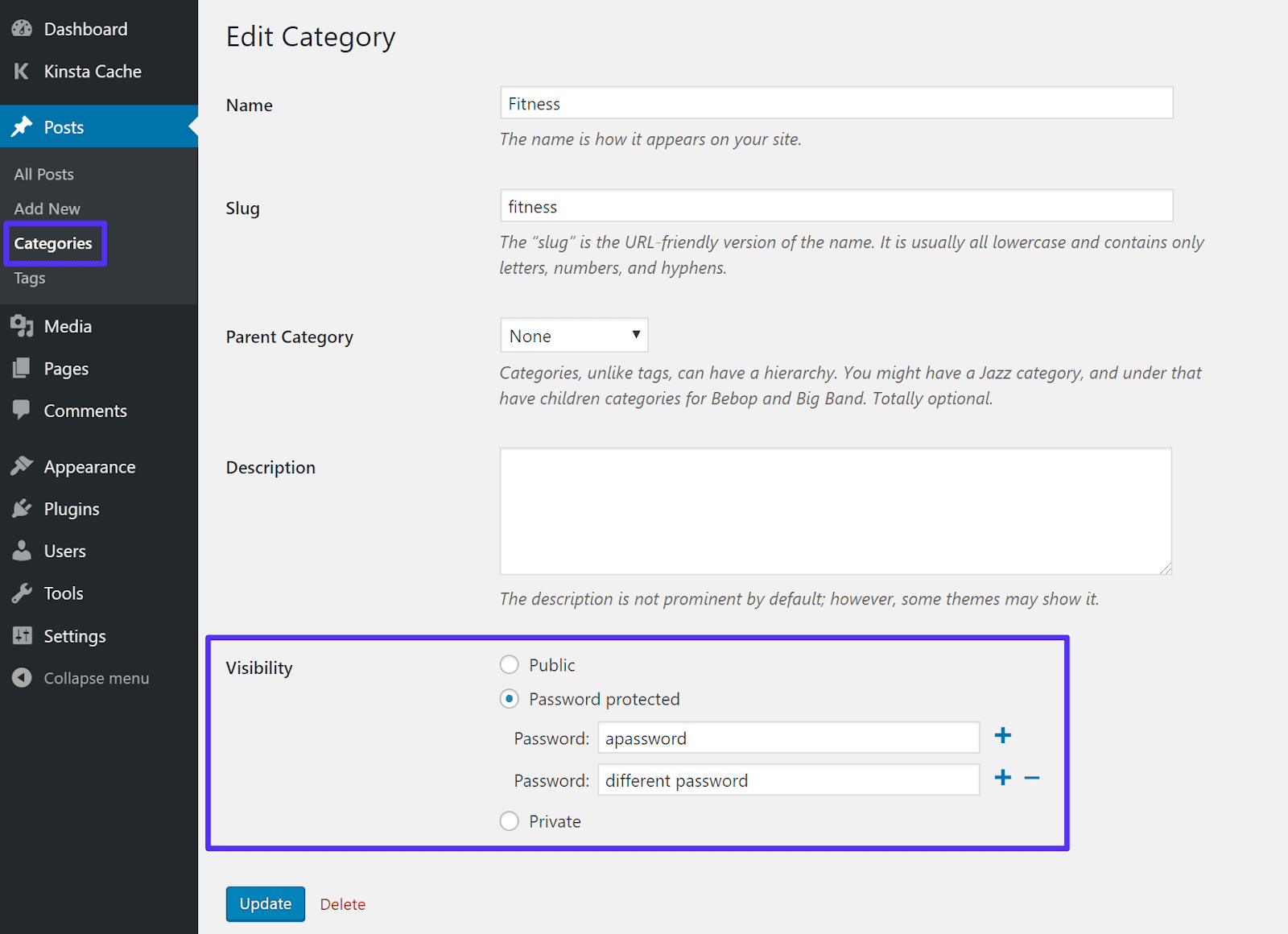 How to add a password to the catalog