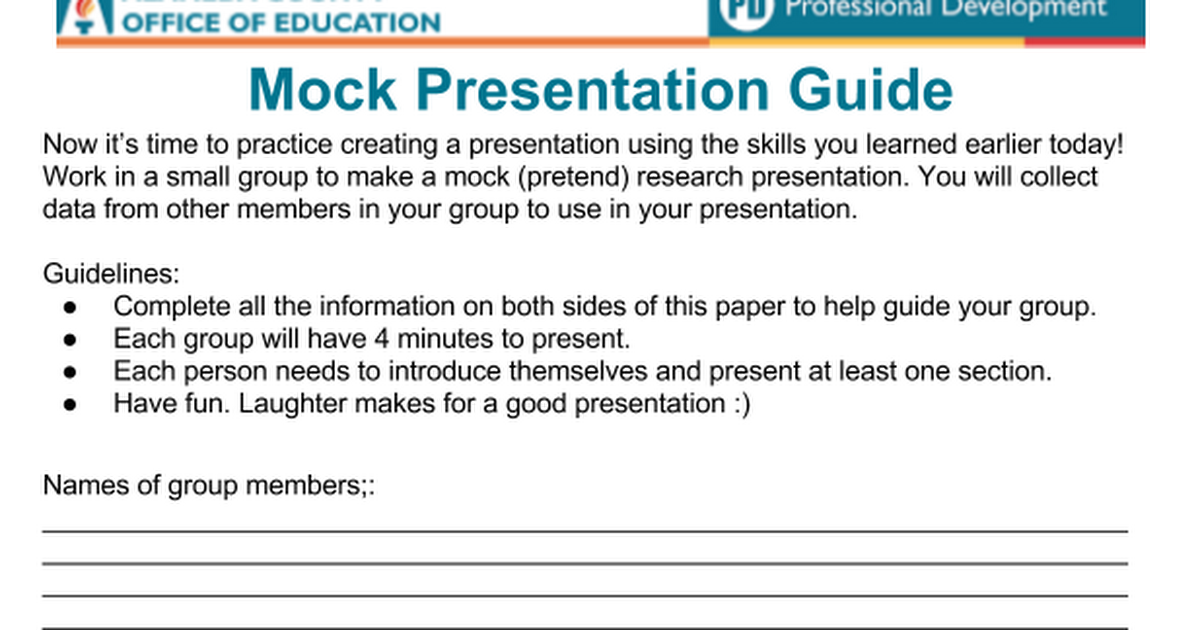 meaning of mock presentation