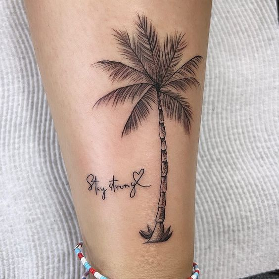 A beautiful view of a palm tree tattoo
