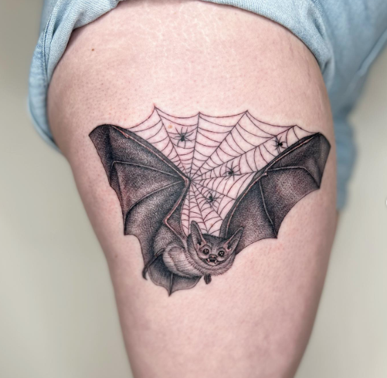 Bat Spider Web Tattoo