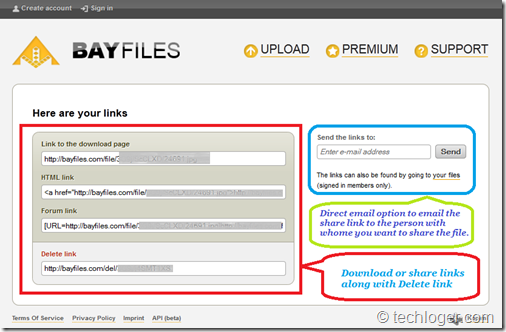 Download link page BayFiles
