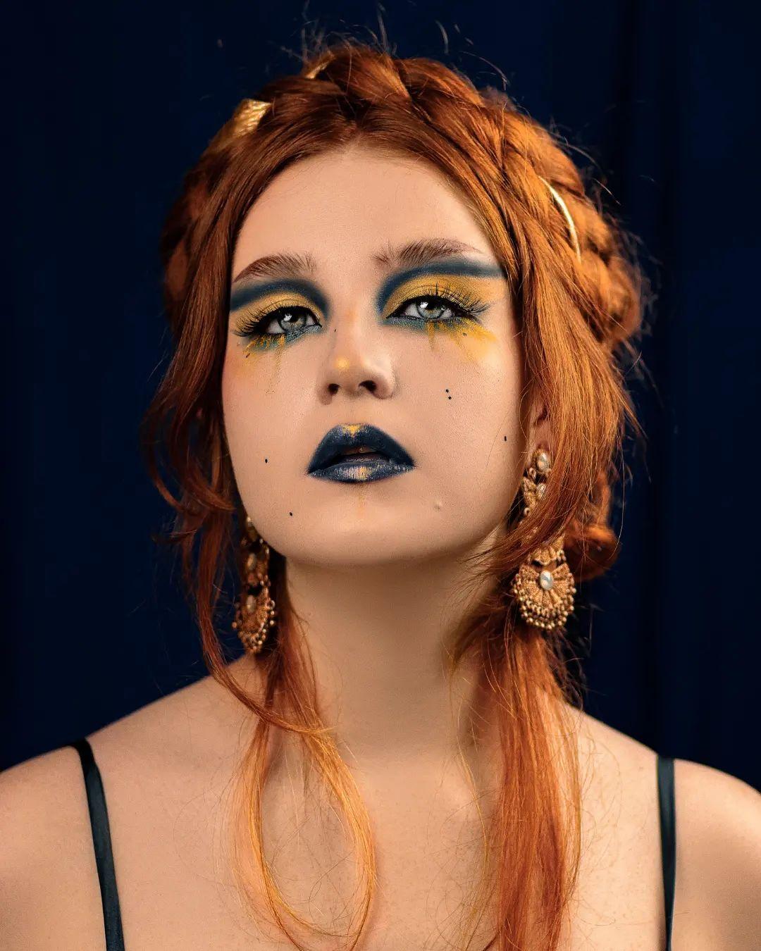 Gold and Blue Dramatic Makeup