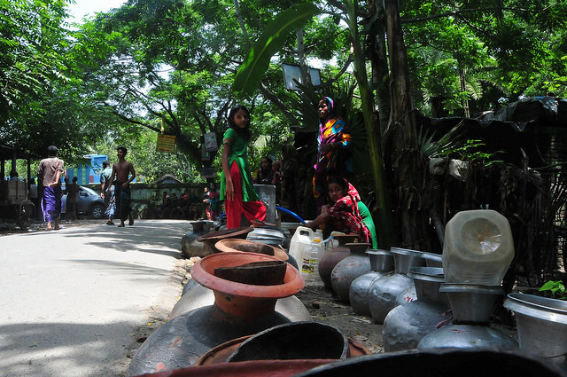 Women wait for water in the village of Chenchuri, in Eastern Bangladesh, about 300 km from Dhaka. Credit: Amantha Perera/IPS