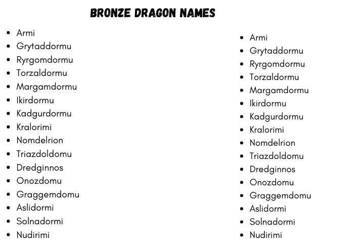 Wow Bronze Dragon Names