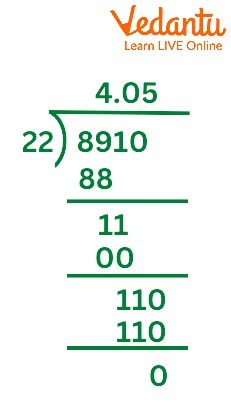 Divide 8.91 by 2.2.