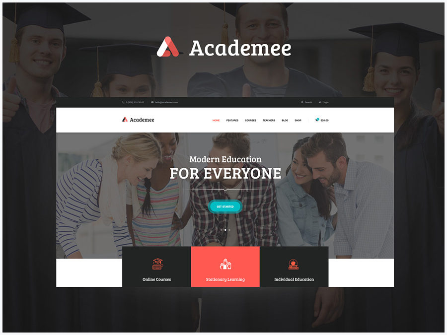 Academee - Centro de Educação e Cursos de Treinamento Tema WordPress