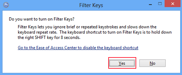 Turn off the filter keys to fix an unresponsive key on your gaming keyboard.