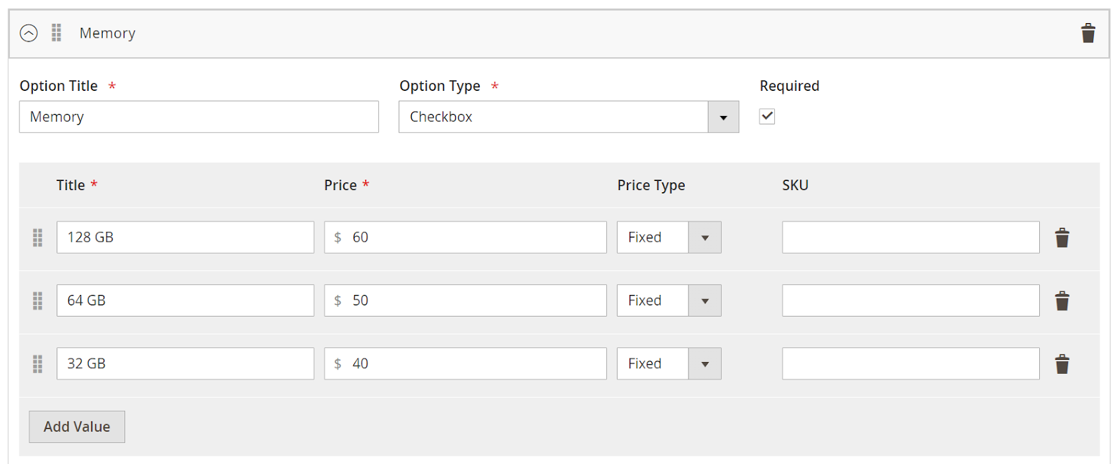 Configure Product Custom Options in Magento 2