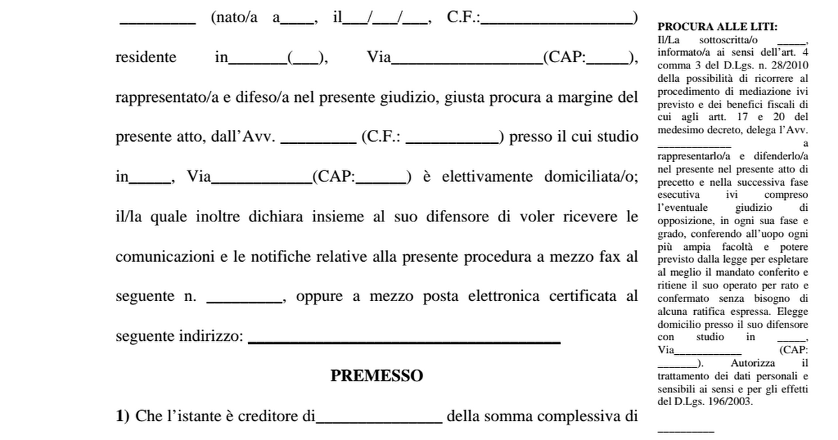 Atto Di Precetto Su Cambiale E Assegno Pdf Google Drive