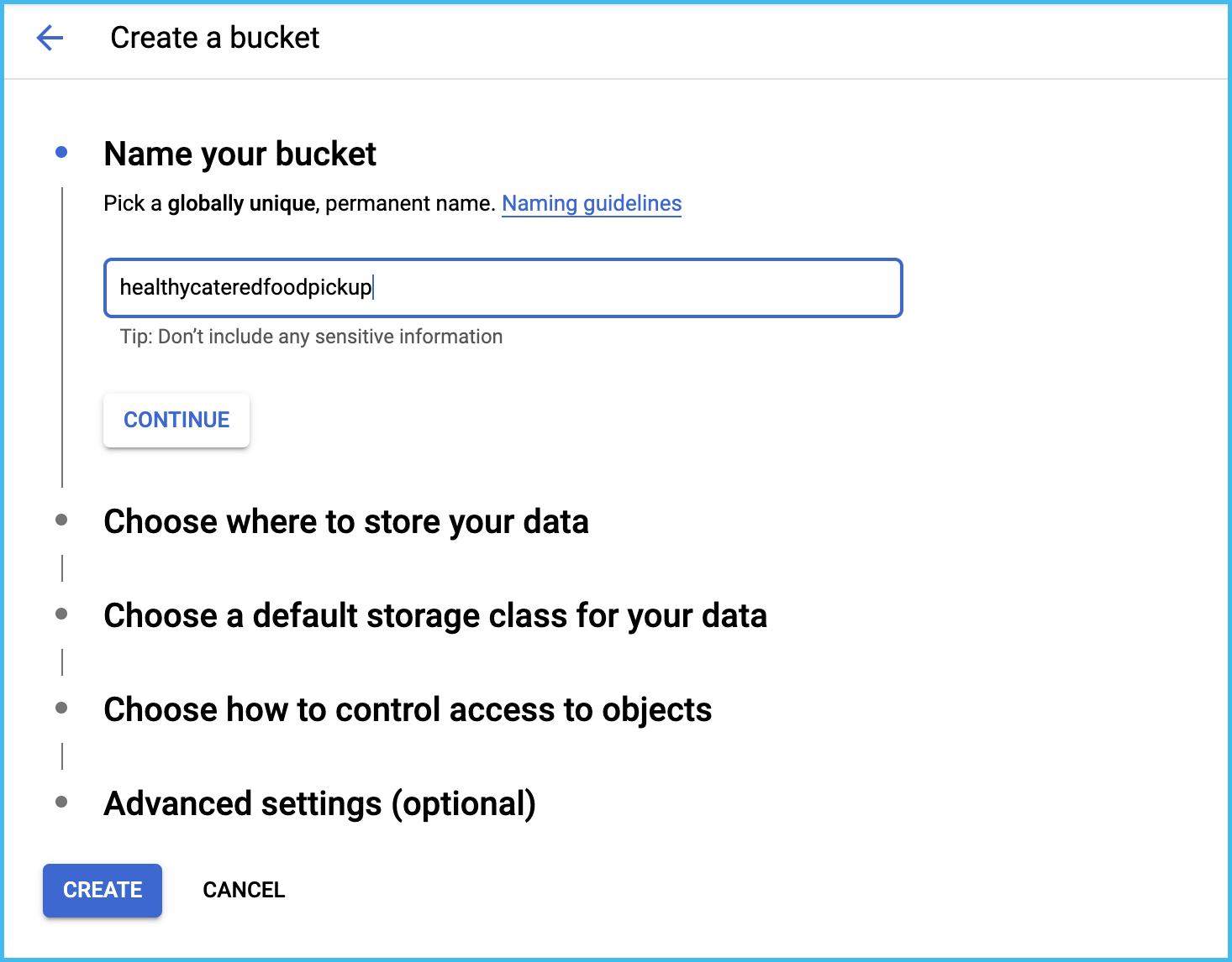 name bucket google cloud