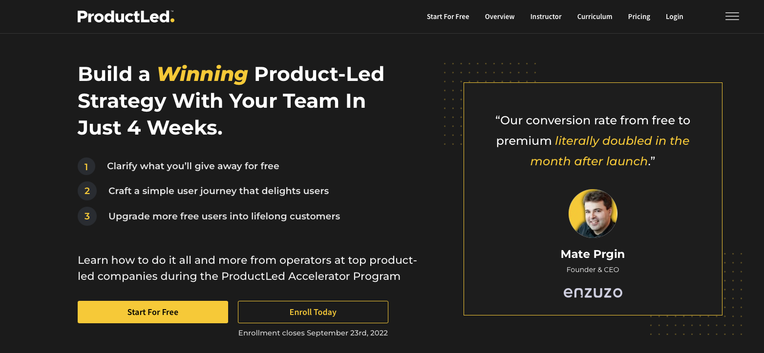 The ProductLed's homepage call-to-action button