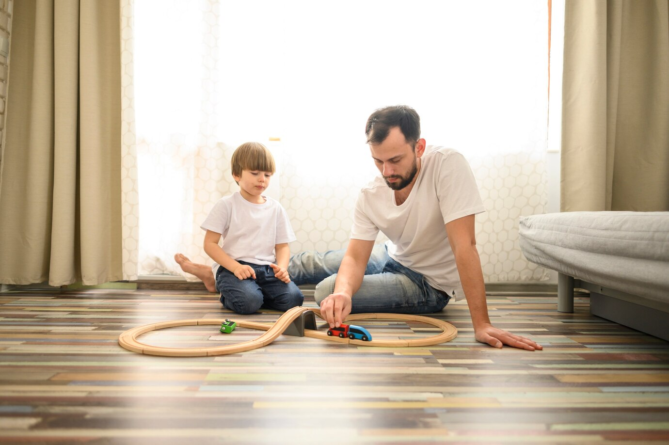 Father playing with his son