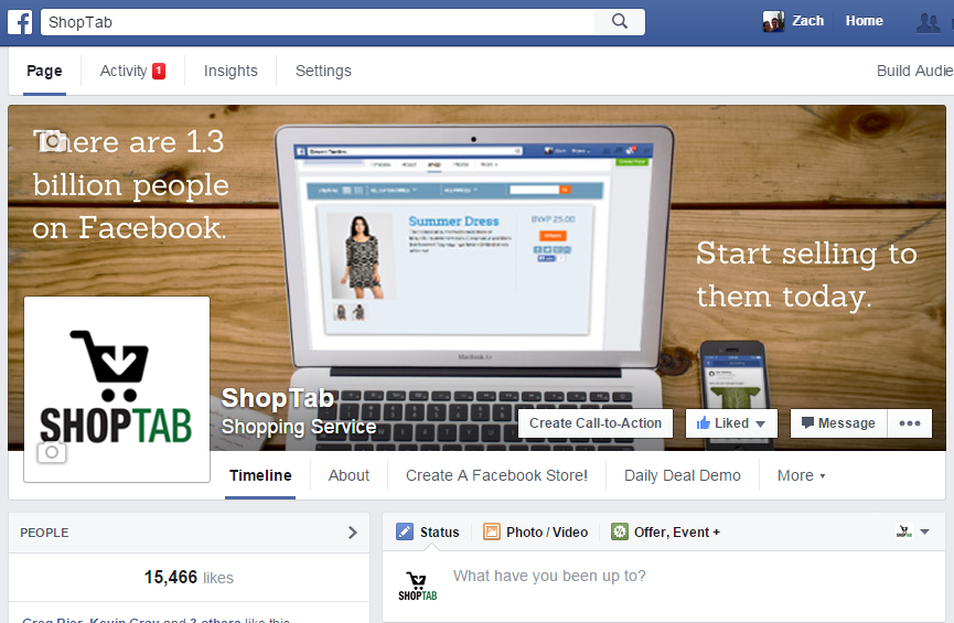 Facebook call-to-action button