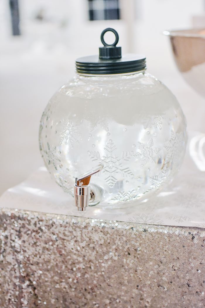 Snowflake Ornament Beverage Dispenser from a Winter ONEderland 1st Birthday Party on Kara's Party Ideas | KarasPartyIdeas.com (31)