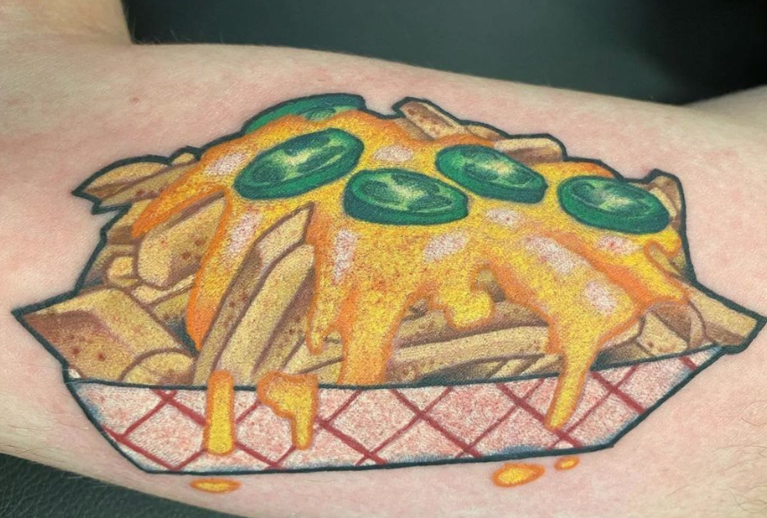 Cheesy Lover French Fries Tattoo