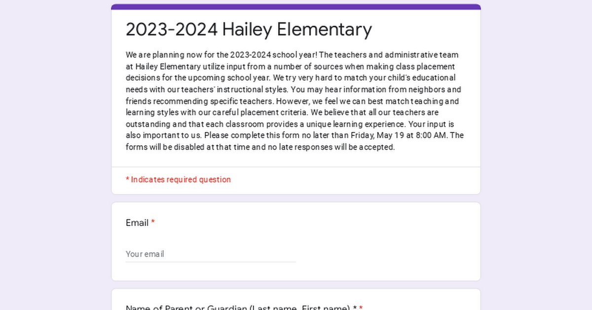 2023-2024 Hailey Elementary