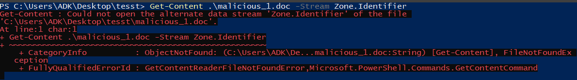 Hence when stream data is queried, PowerShell throws an error stating that the stream object cannot be found.