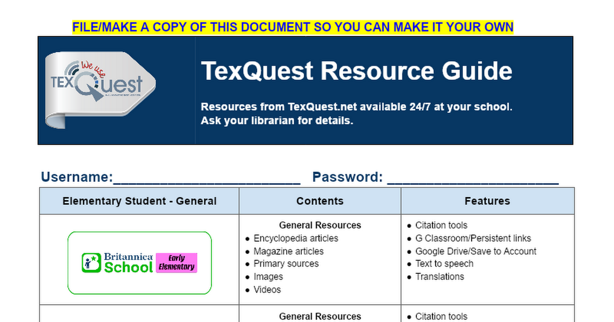 TexQuest Resource Guide
