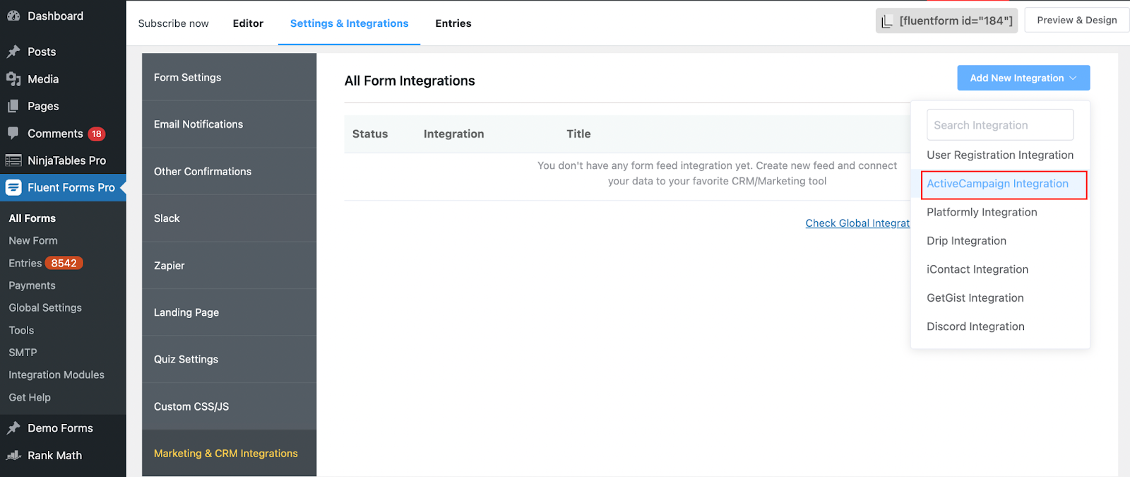 fluent forms,  active campaign custom fields