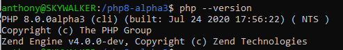 Versão do PHP Alpha 3