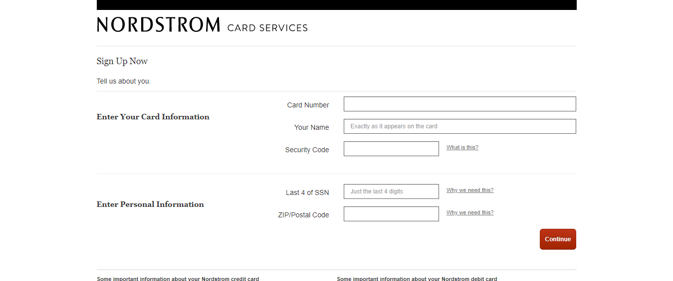 Sign up — Nordstrom Card Services