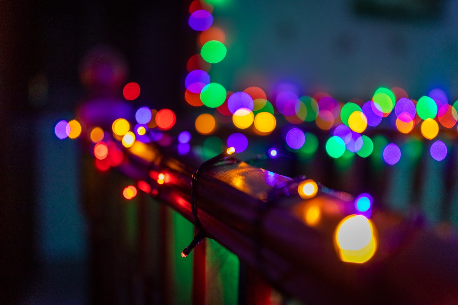 Colorful LED lighting on a railing