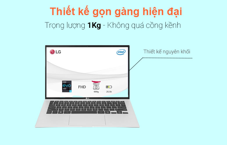 Laptop LG Gram 2021 14ZD90P-G.AX56A5 (i5-1135G7) (Bạc) | Thiết kế gọn gàng