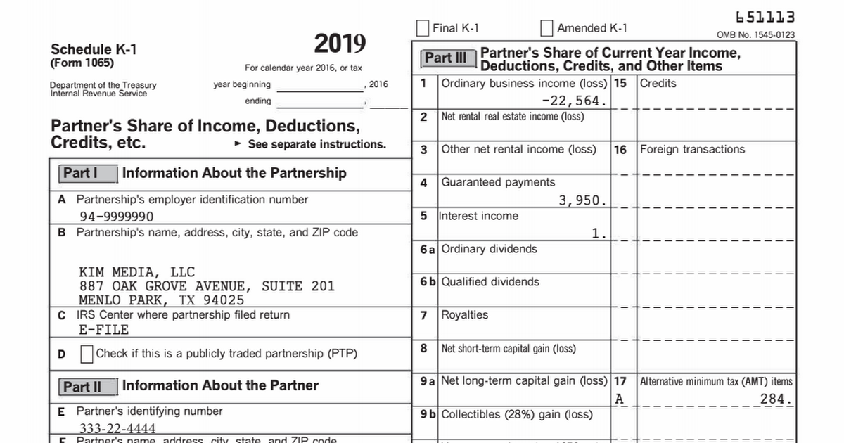 Ocrolus Sample PDF - IRS Form 1065 Schedule K-1.pdf