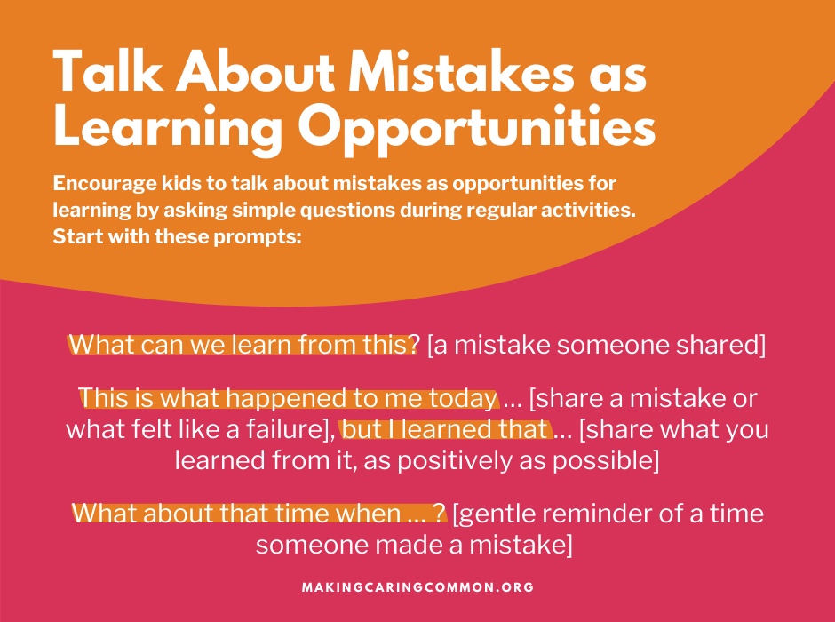Talking about mistakes as learning opportunities