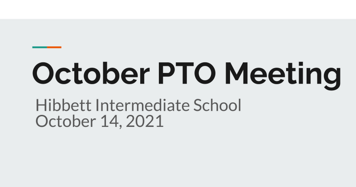 October PTO Meeting 2021