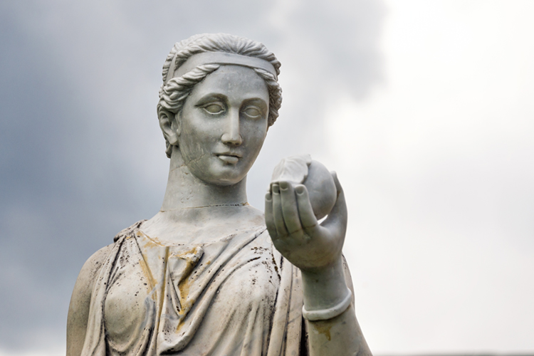 Juno statue holding apple