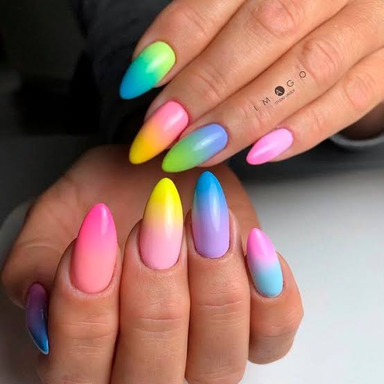 Colorful Delight Almond Nails Design 