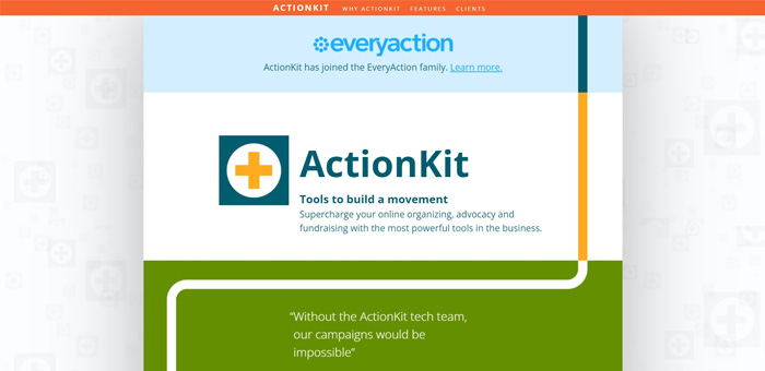 Explore ActionKit's website to learn more about their advocacy software.