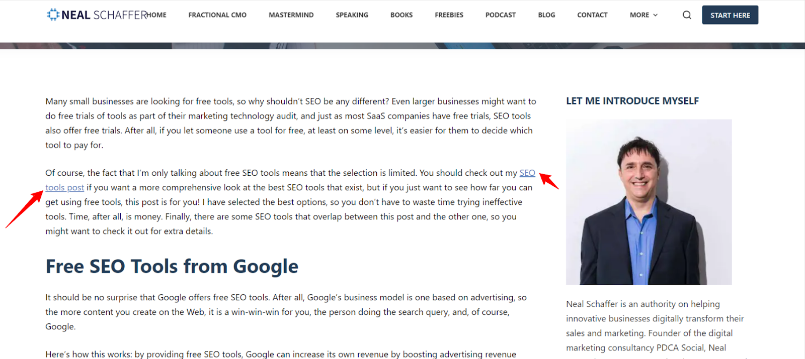 free SEO tools internal linking example