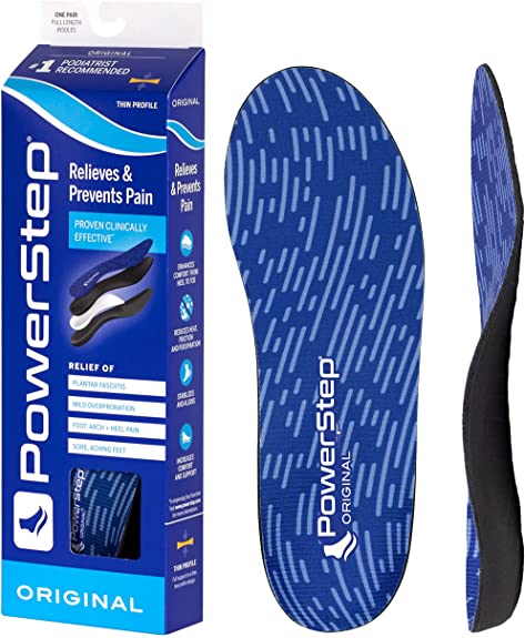 Powerstep Original Insoles Neutral Arch Support, Plantar Fasciitis Pain Relief, Inserts for Men and Women, Low Profile Shoes