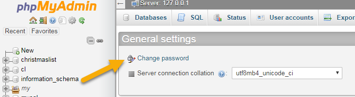 change pw phpmyadmin
