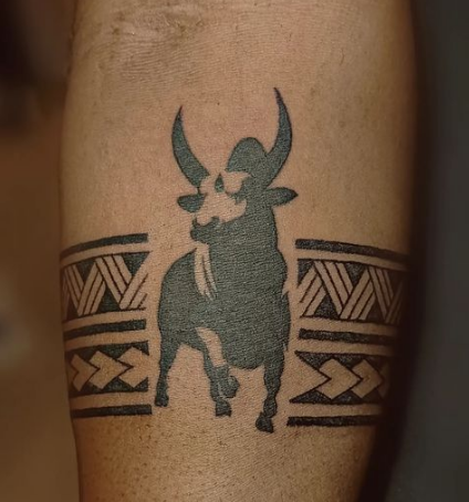 Bull With Tribal Tattoo