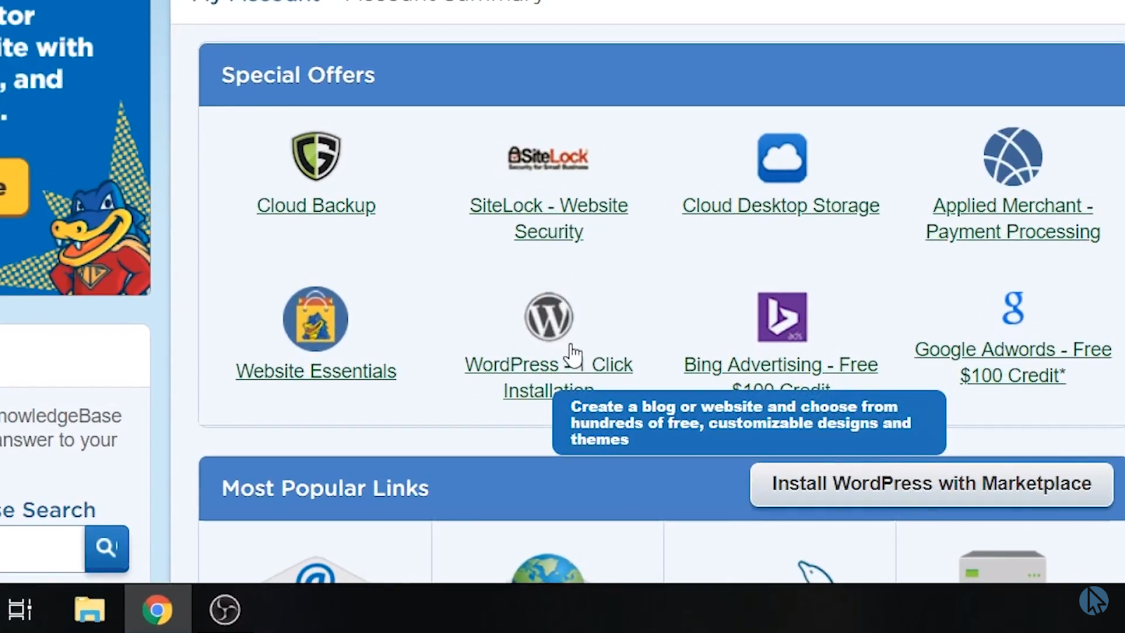 Wordpress 1 click install
