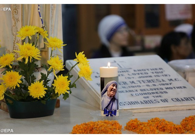 Mother Teresa's tomb at Mother House of the Missionaries of Charity in Kolkata.  - EPA