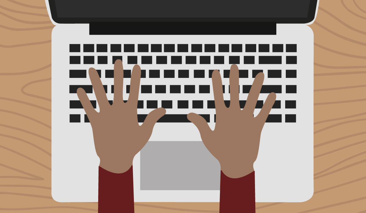Fingers typing as a transcriptionist