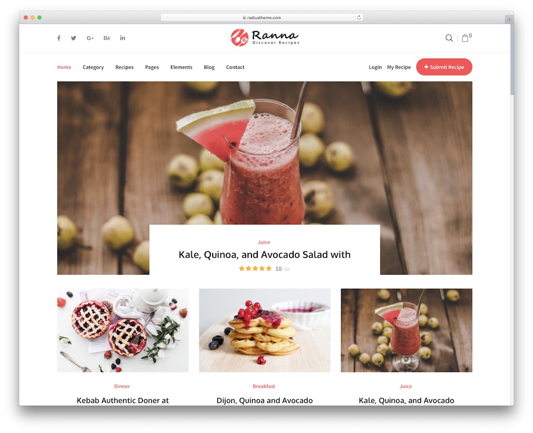 tema de wordpress de comida ranna
