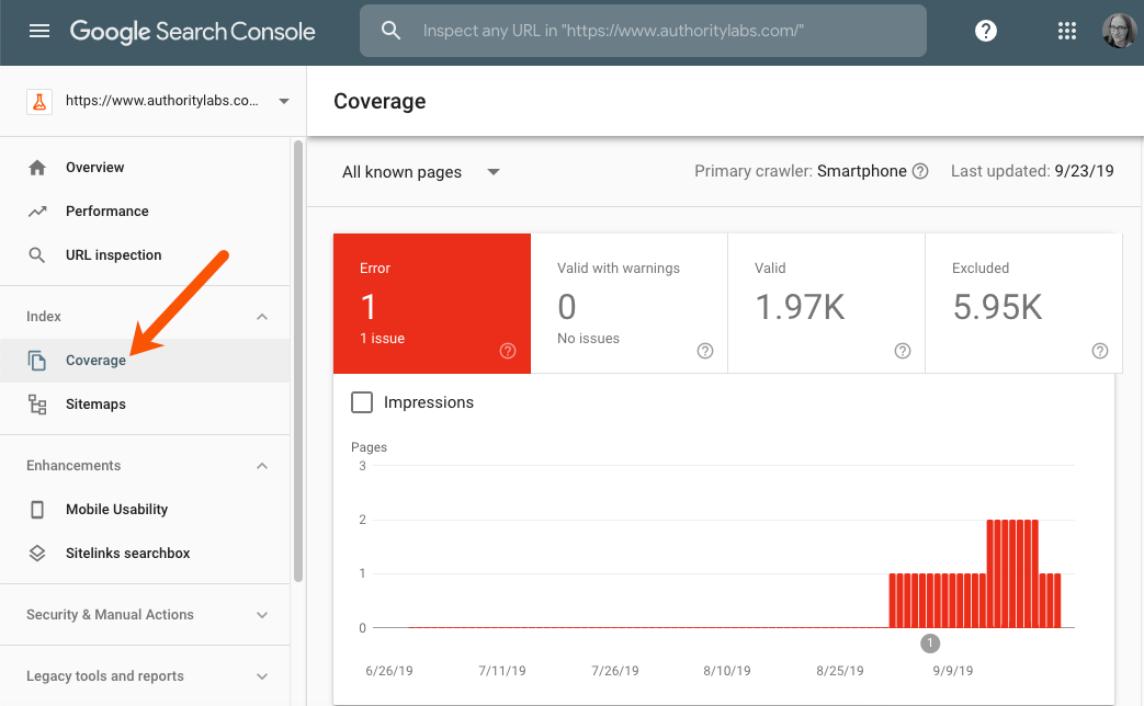 find crawl errors in google search console