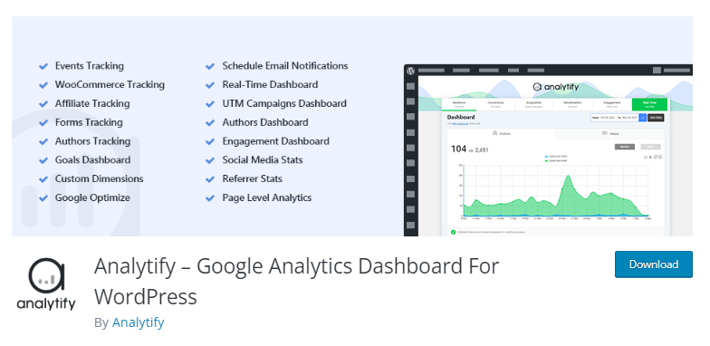 6. Analytify – Google Analytics Dashboard For WordPress ( Free / Premium)
