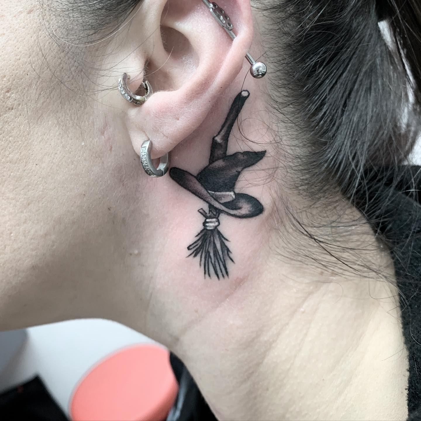 Little Witchy Stuff Behind The Ear Tattoo