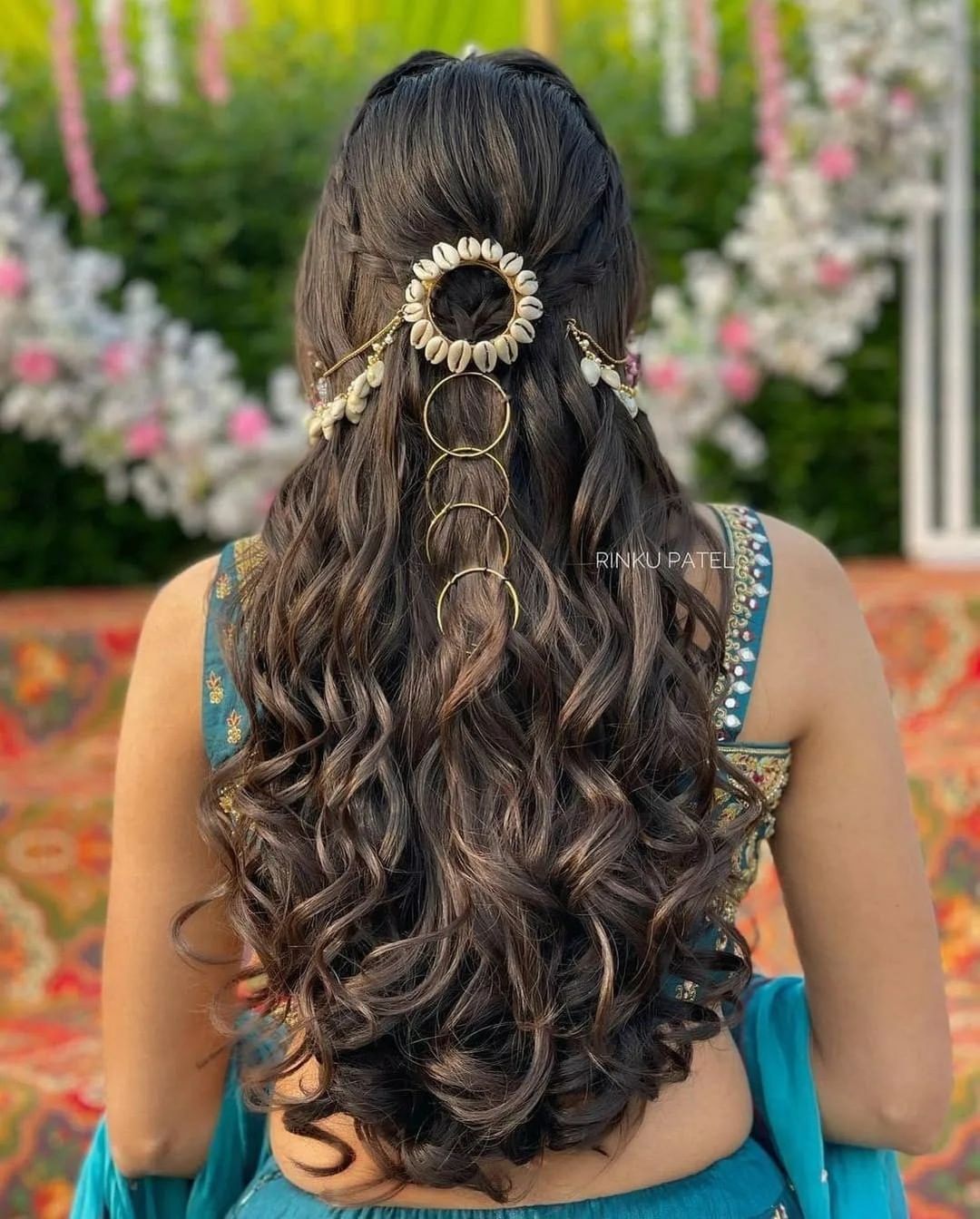 Bridal  Hairstyles Ideas ,  A Sleek Crown Braid And Cascading Curls.