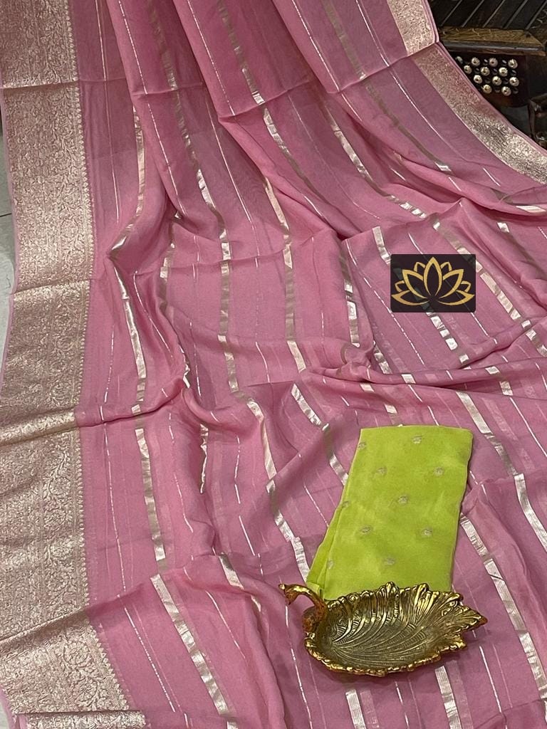 Banaras pure organza weaving lines saree