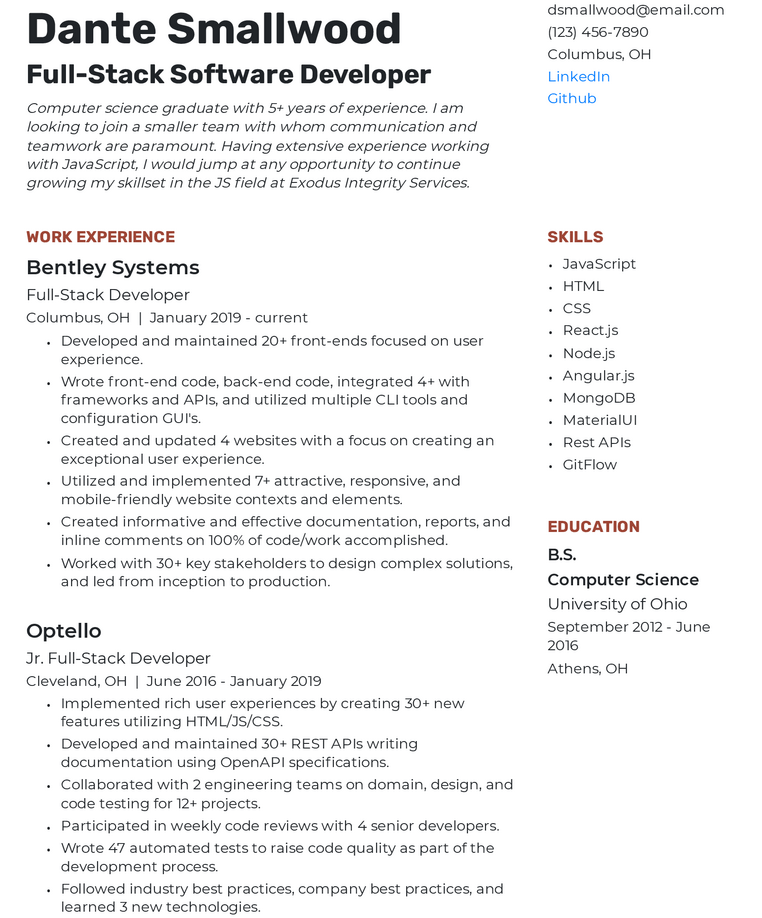 sample resume for talend developer