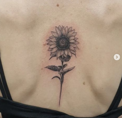 Beautiful Sunflower Back Tattoo